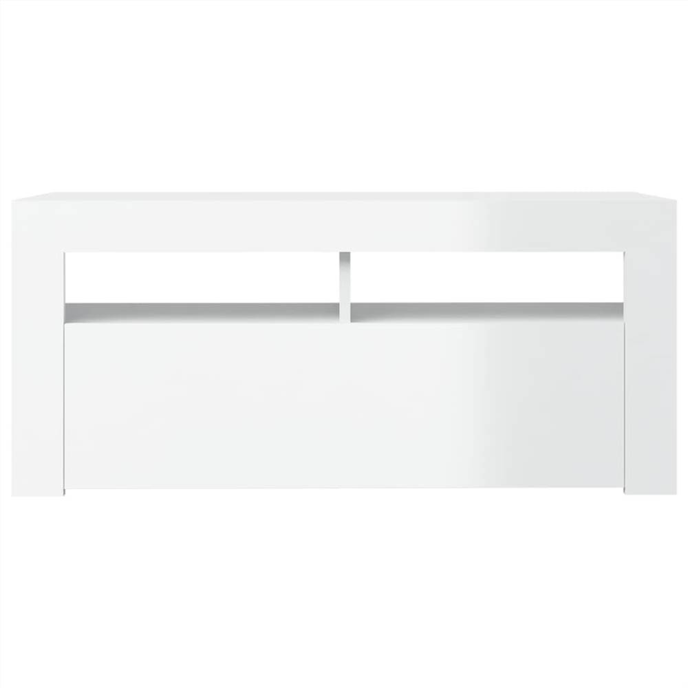 TV Cabinet With LED Lights High Gloss White 90x35x40 Cm 19 TV Cabinet with LED Lights High Gloss White 90x35x40 cm