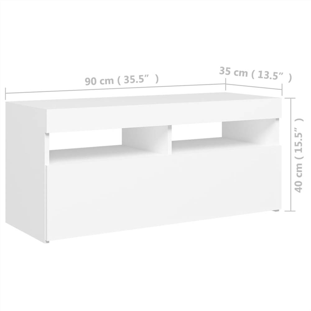 TV Cabinet with LED Lights White 90x35x40 cm