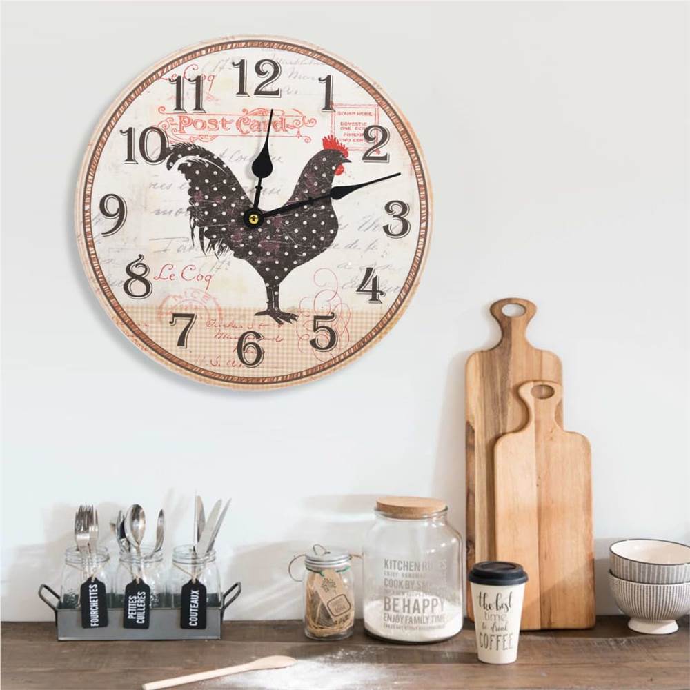 

Wall Clock with Chicken Design Multicolour 30 cm MDF