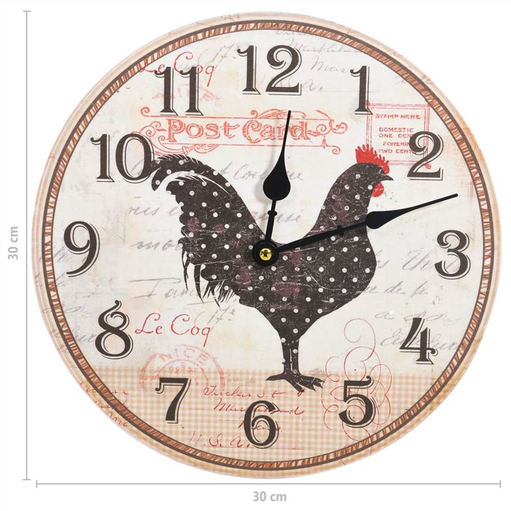 Wall Clock with Chicken Design Multicolour 30 cm MDF