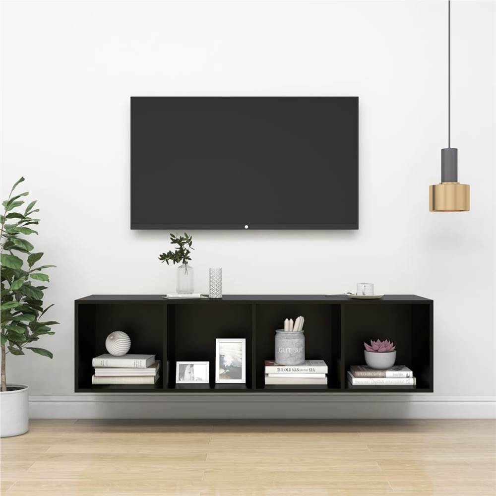 

Wall-mounted TV Cabinet Black 37x37x142.5 cm Chipboard