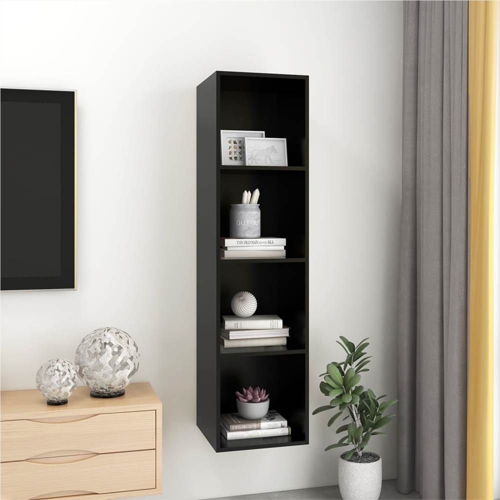 Wall-mounted TV Cabinet Black 37x37x142.5 cm Chipboard