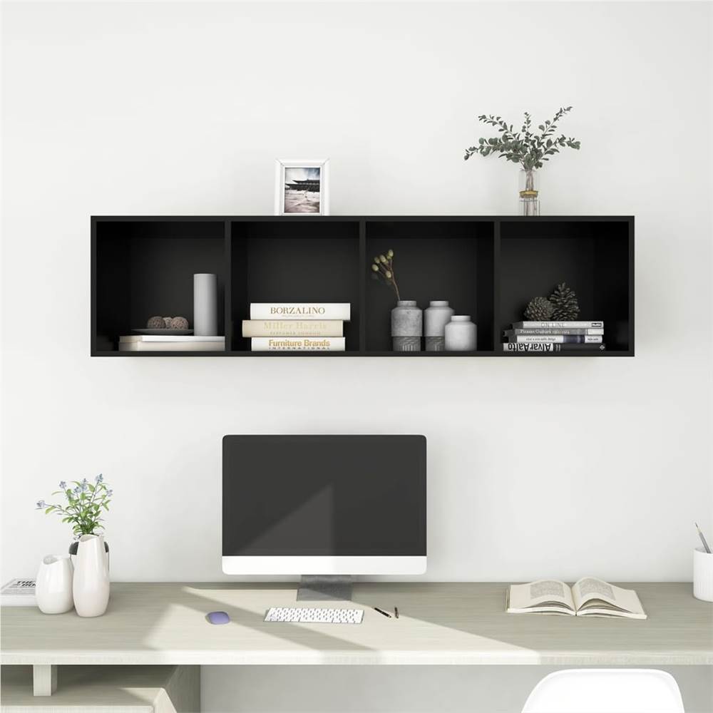 Wall-mounted TV Cabinet Black 37x37x142.5 cm Chipboard