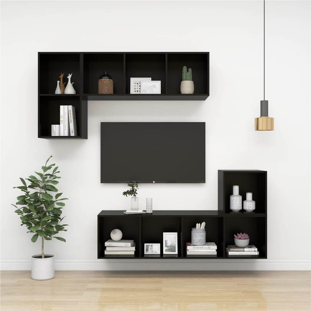 Wall-mounted TV Cabinet Black 37x37x142.5 cm Chipboard