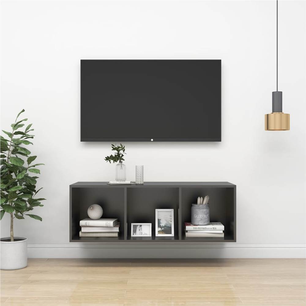 

Wall-mounted TV Cabinet Grey 37x37x107 cm Chipboard