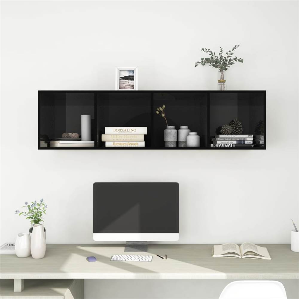 Wallmounted TV High Gloss Black 37x37x142.5 cm Chipboard