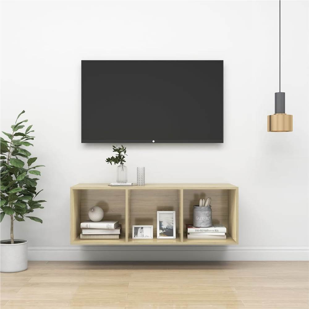 Wall-mounted TV Cabinet Sonoma Oak 37x37x107 cm Chipboard
