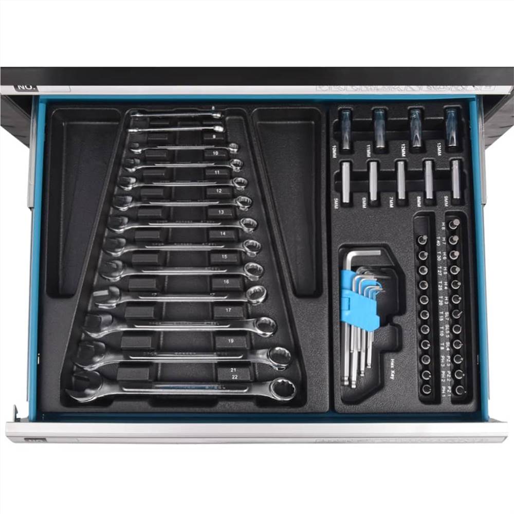 Workshop Tool Trolley with 270 Tools Steel Blue