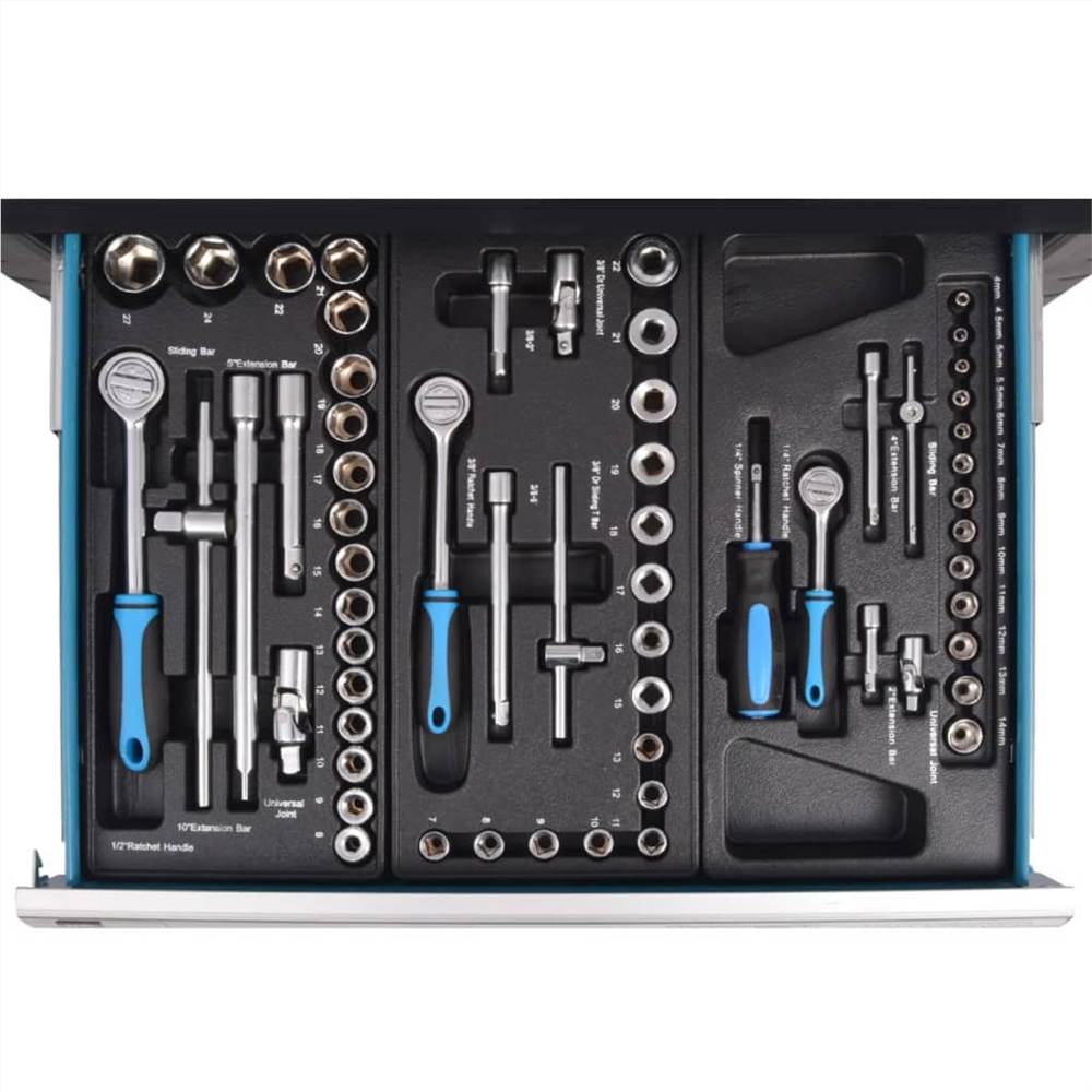 Workshop Tool Trolley with 270 Tools Steel Blue