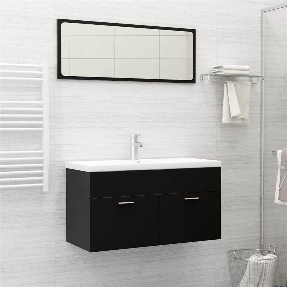 

2 Piece Bathroom Furniture Set Black Chipboard
