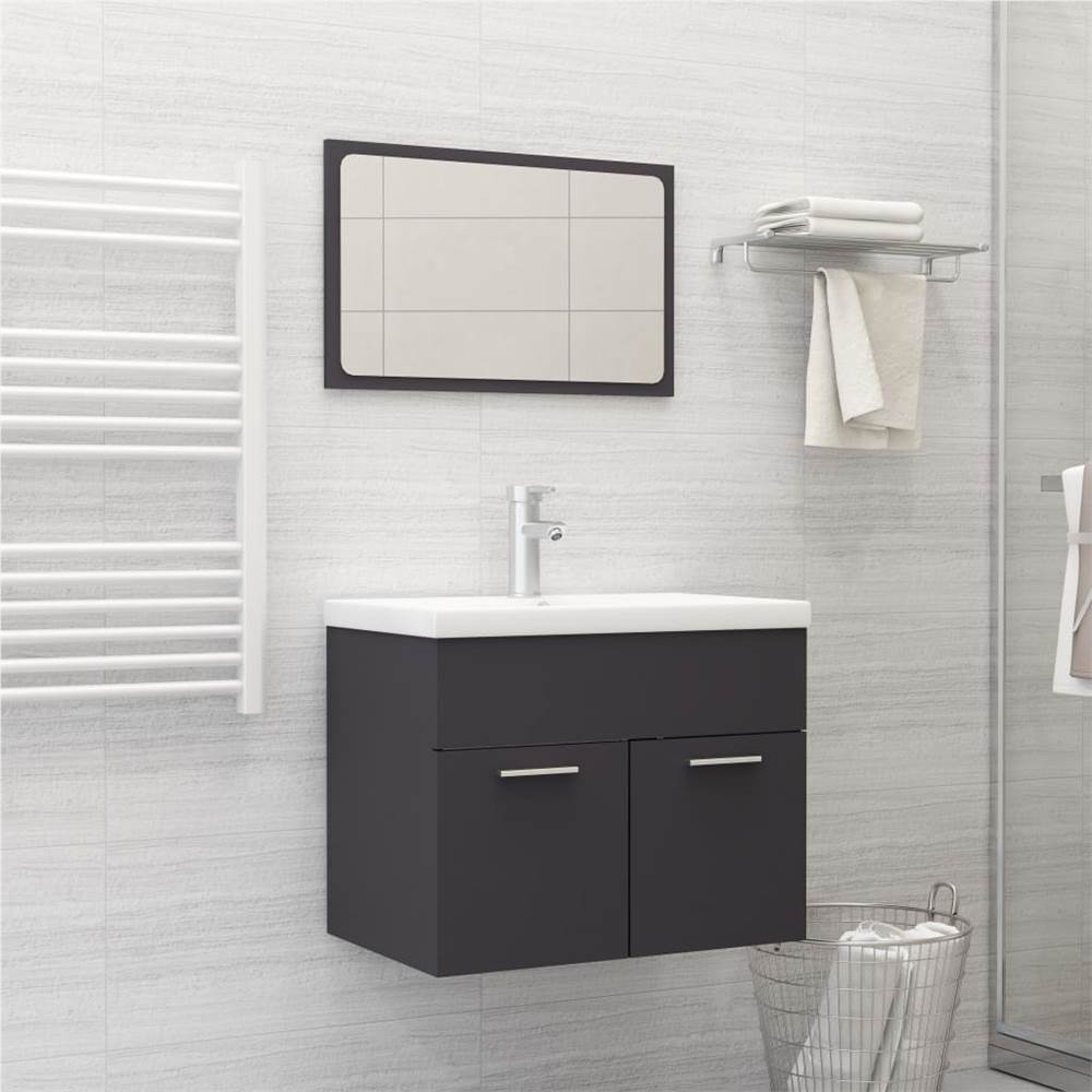 

2 Piece Bathroom Furniture Set Black Chipboard
