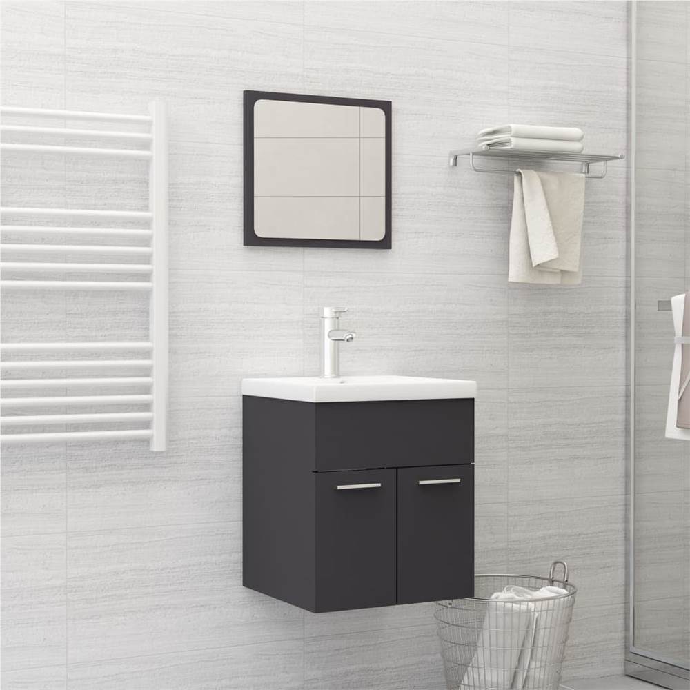 

2 Piece Bathroom Furniture Set Grey Chipboard