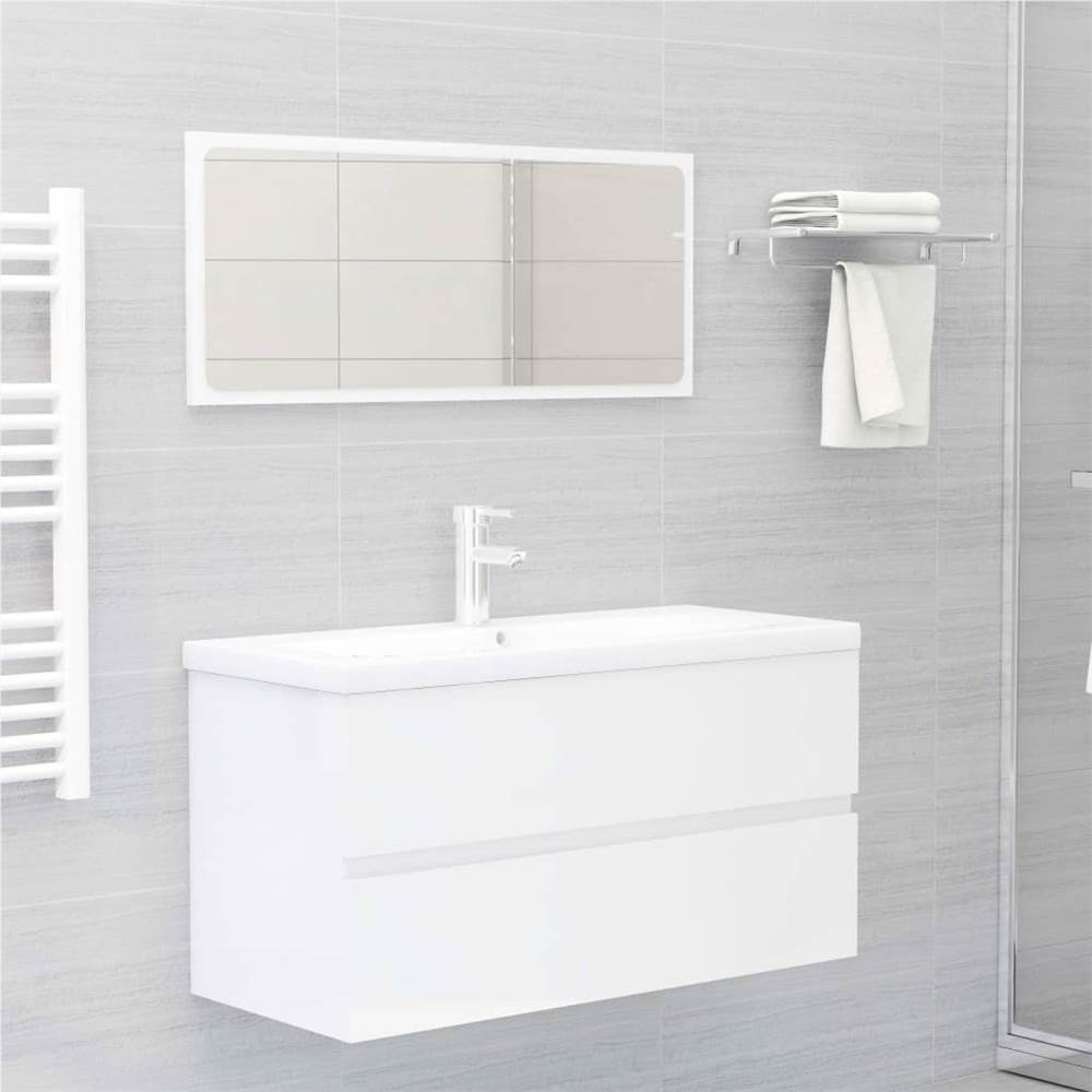 

2 Piece Bathroom Furniture Set High Gloss White Chipboard