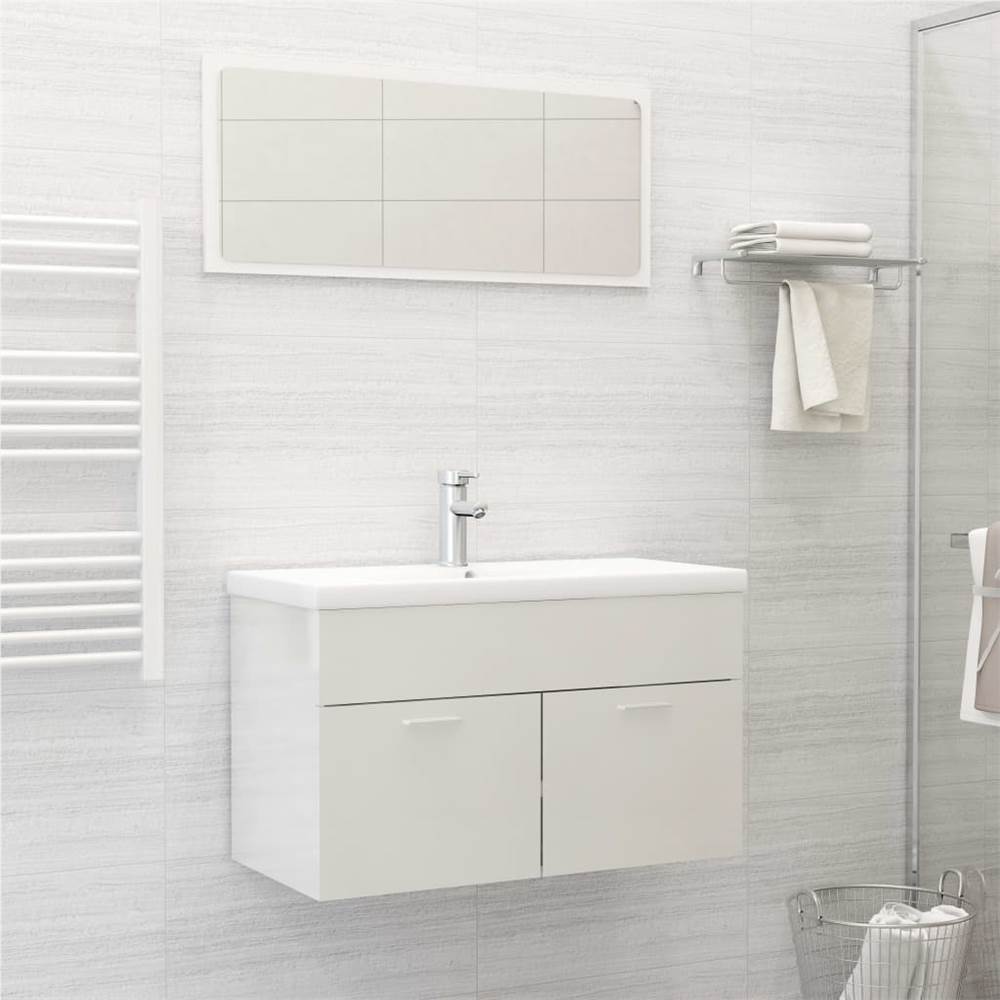 

2 Piece Bathroom Furniture Set High Gloss White Chipboard