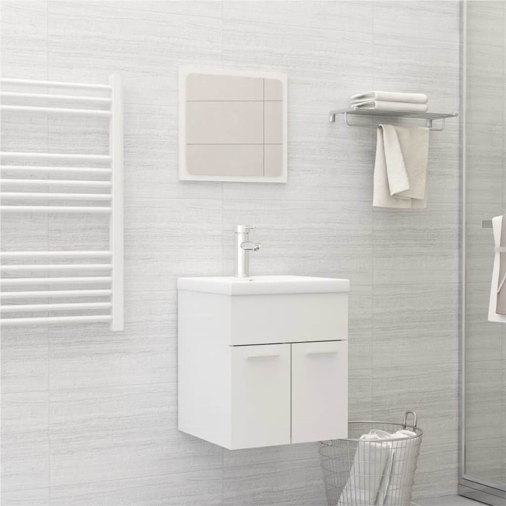 

2 Piece Bathroom Furniture Set High Gloss White Chipboard