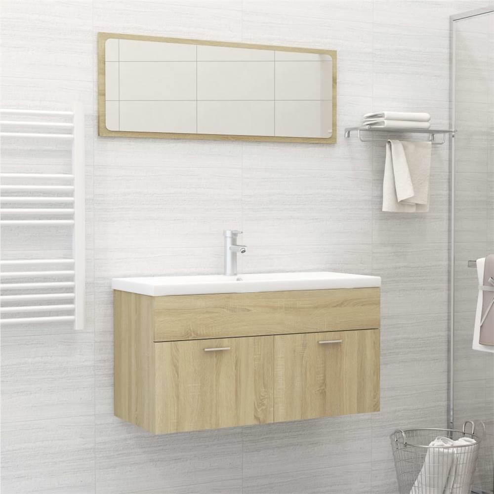 

2 Piece Bathroom Furniture Set Sonoma Oak Chipboard