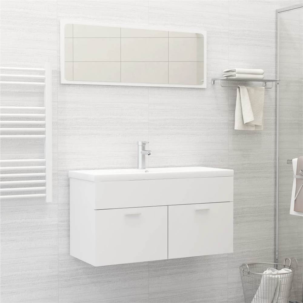 

2 Piece Bathroom Furniture Set White Chipboard