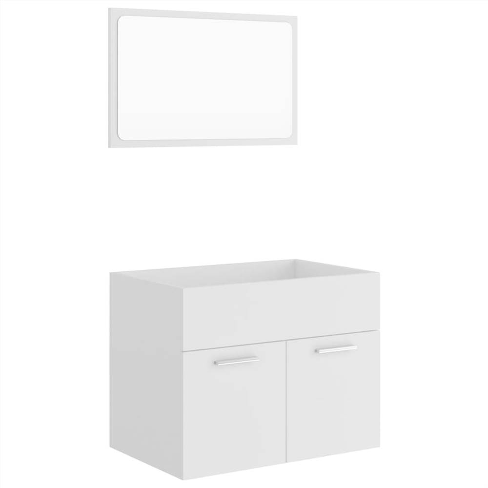 2 Piece Bathroom Furniture Set White Chipboard