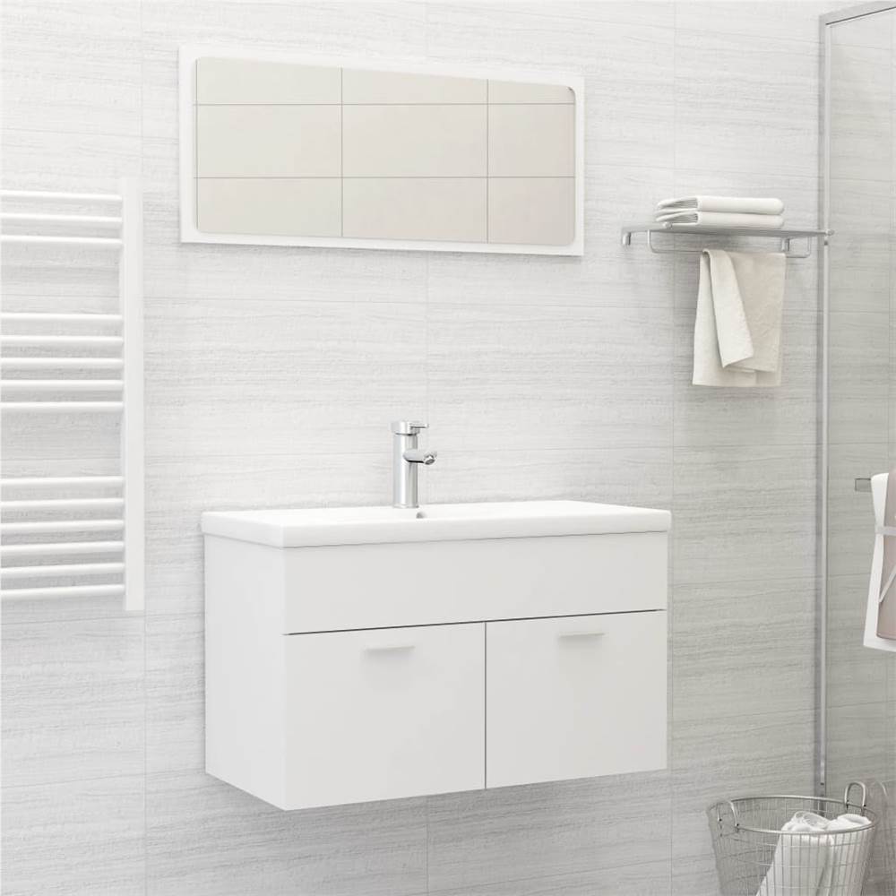 

2 Piece Bathroom Furniture Set White Chipboard