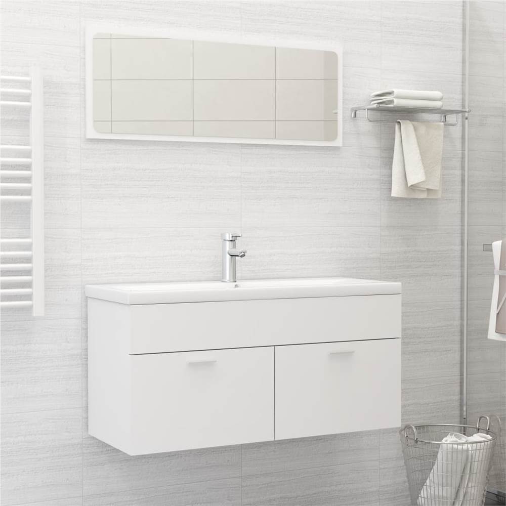 

2 Piece Bathroom Furniture Set White Chipboard