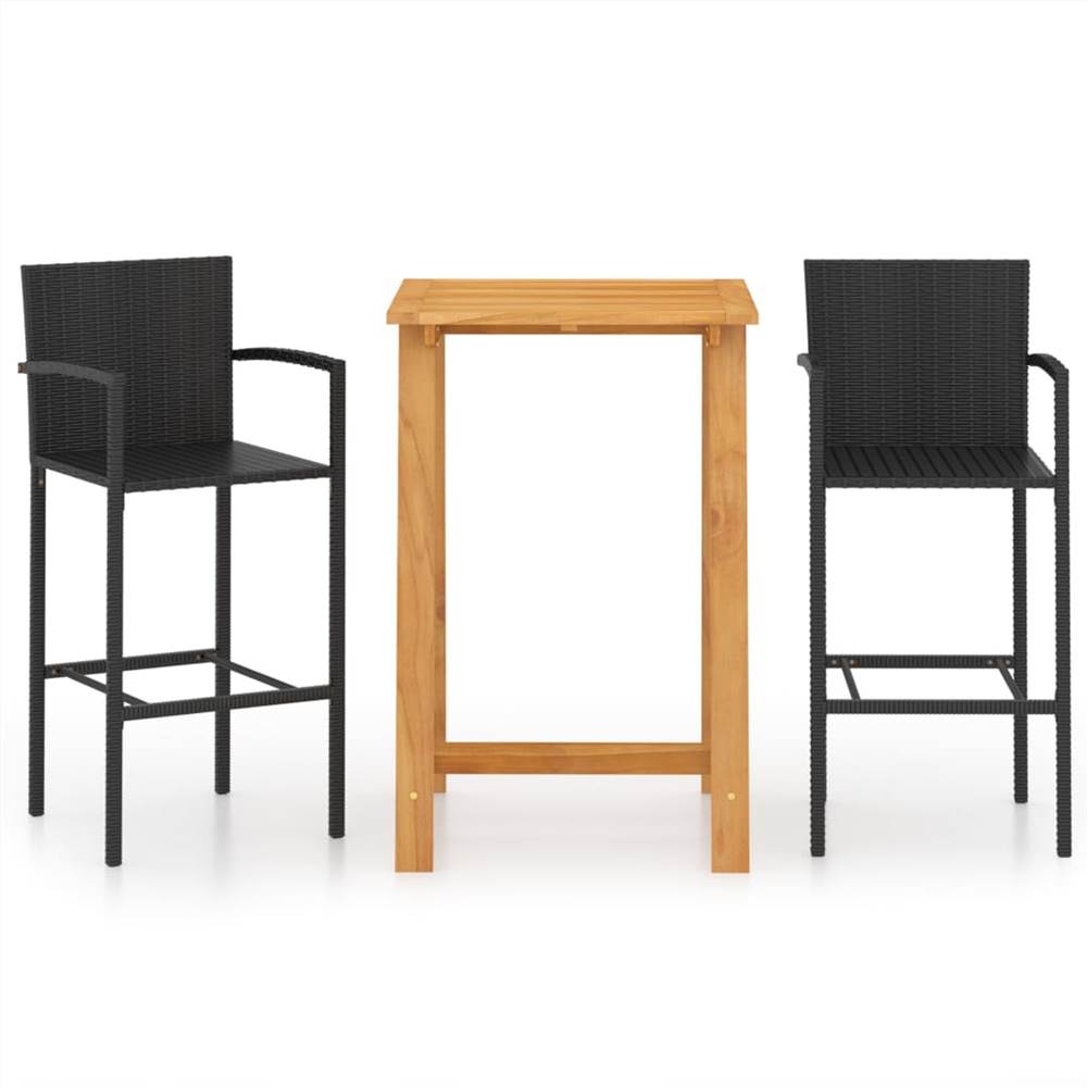 

3 Piece Garden Bar Set Black