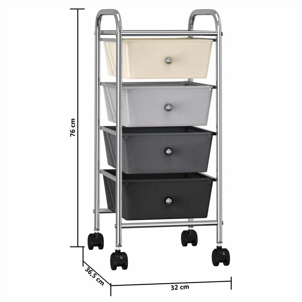 4-Drawer Mobile Storage Trolley Ombre Plastic
