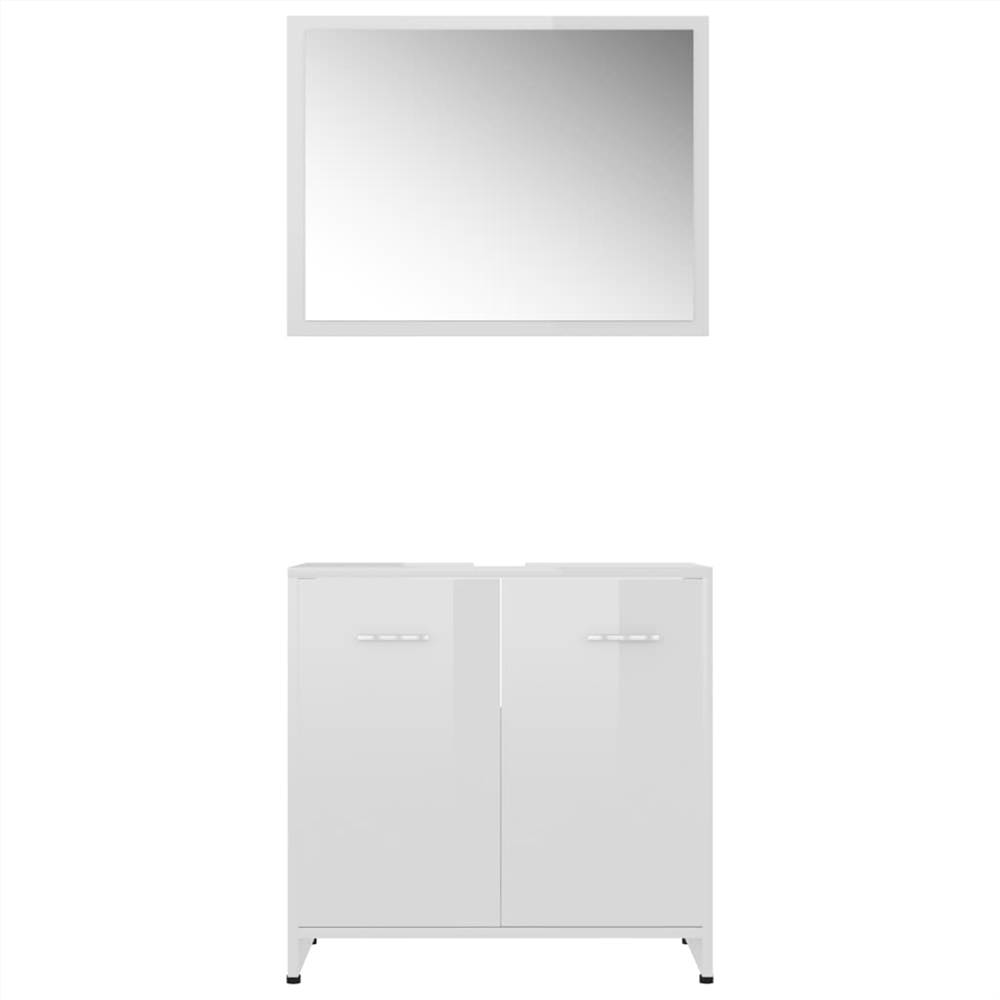 4 Piece Bathroom Furniture Set High Gloss White Chipboard