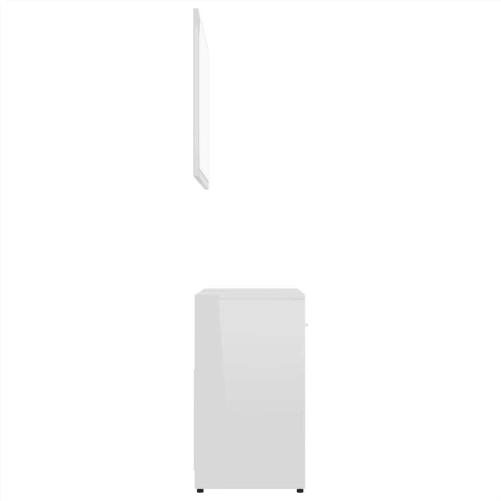 4 Piece Bathroom Furniture Set High Gloss White Chipboard