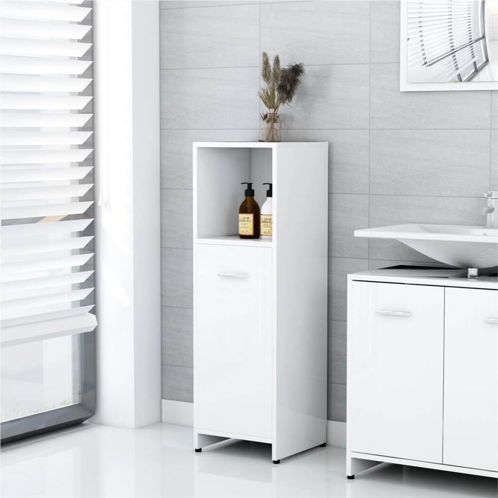 4 Piece Bathroom Furniture Set High Gloss White Chipboard