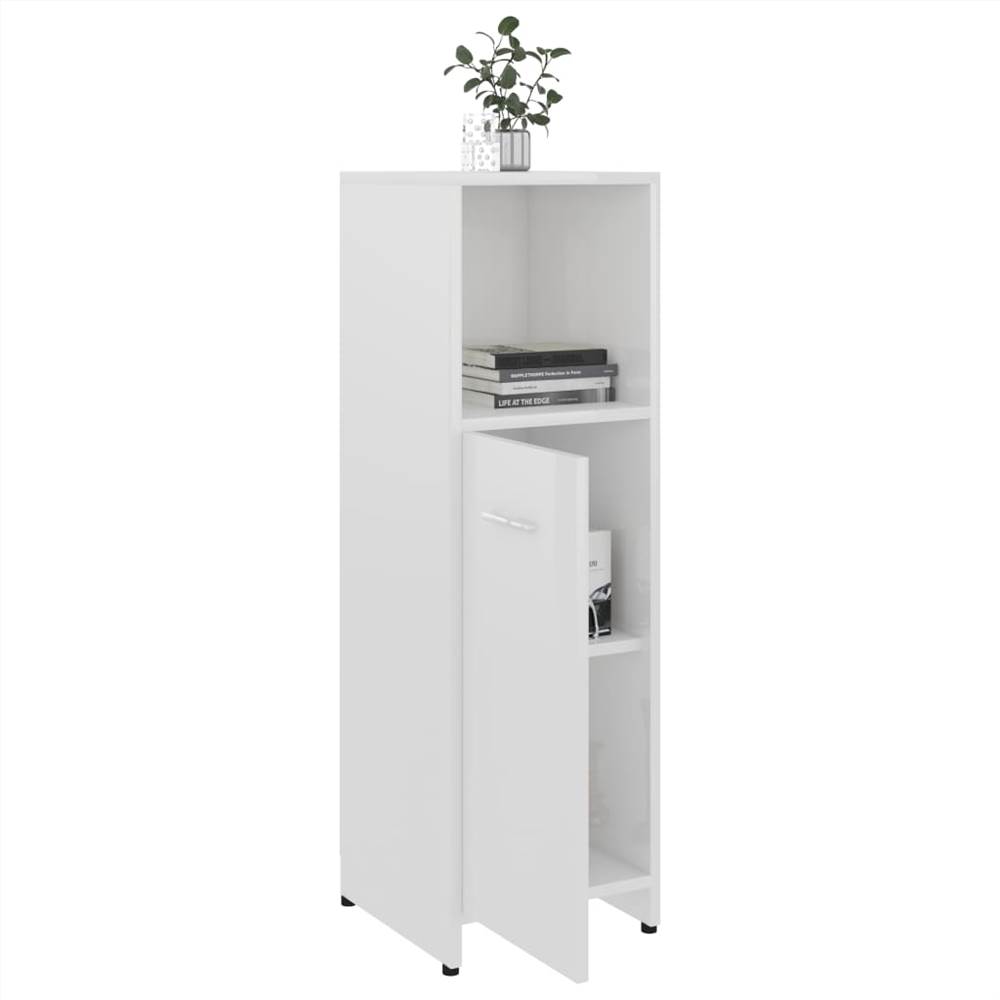 4 Piece Bathroom Furniture Set High Gloss White Chipboard
