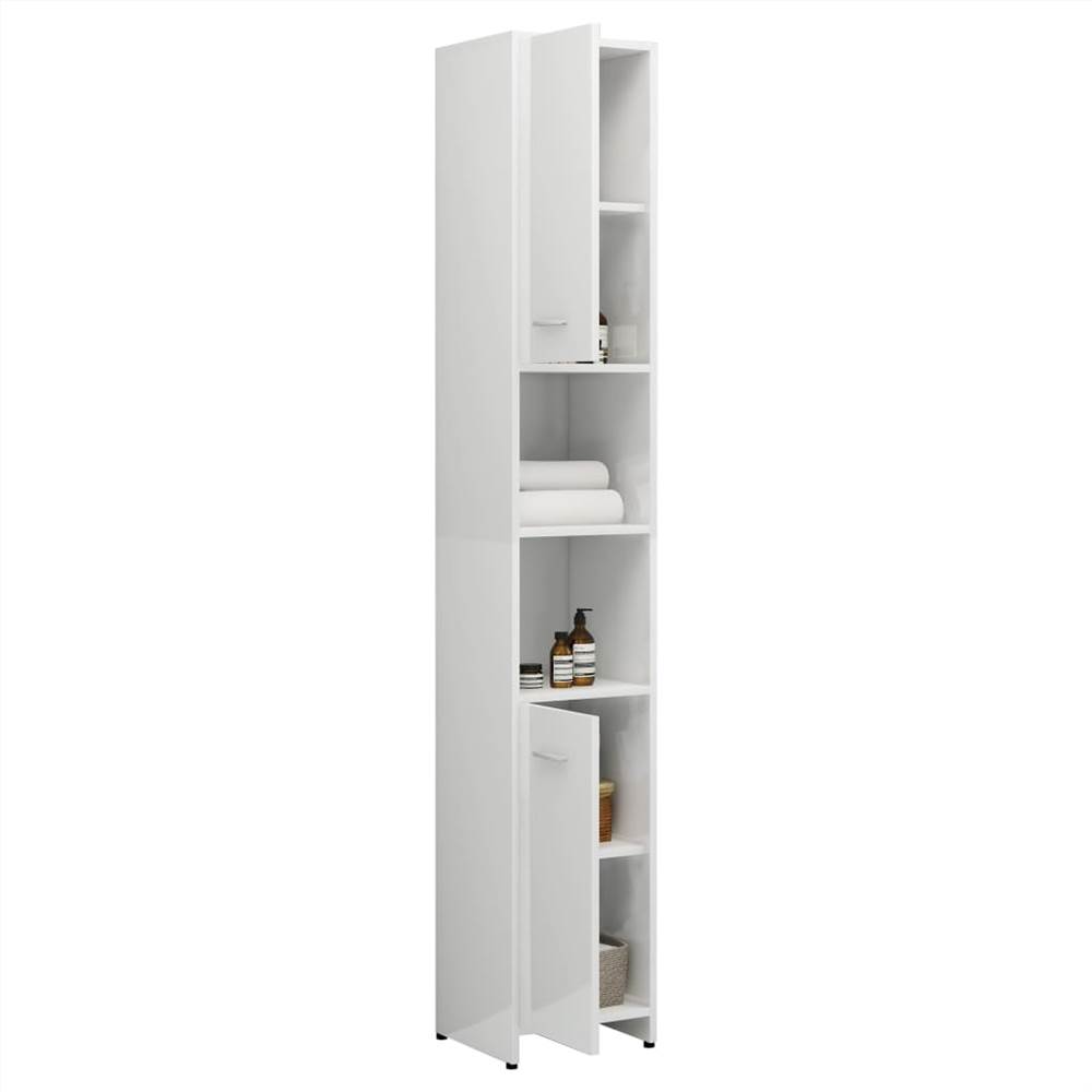4 Piece Bathroom Furniture Set High Gloss White Chipboard