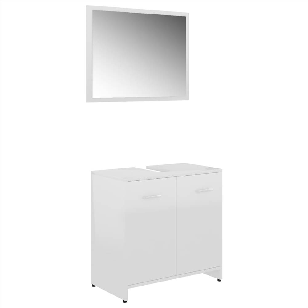 4 Piece Bathroom Furniture Set High Gloss White Chipboard