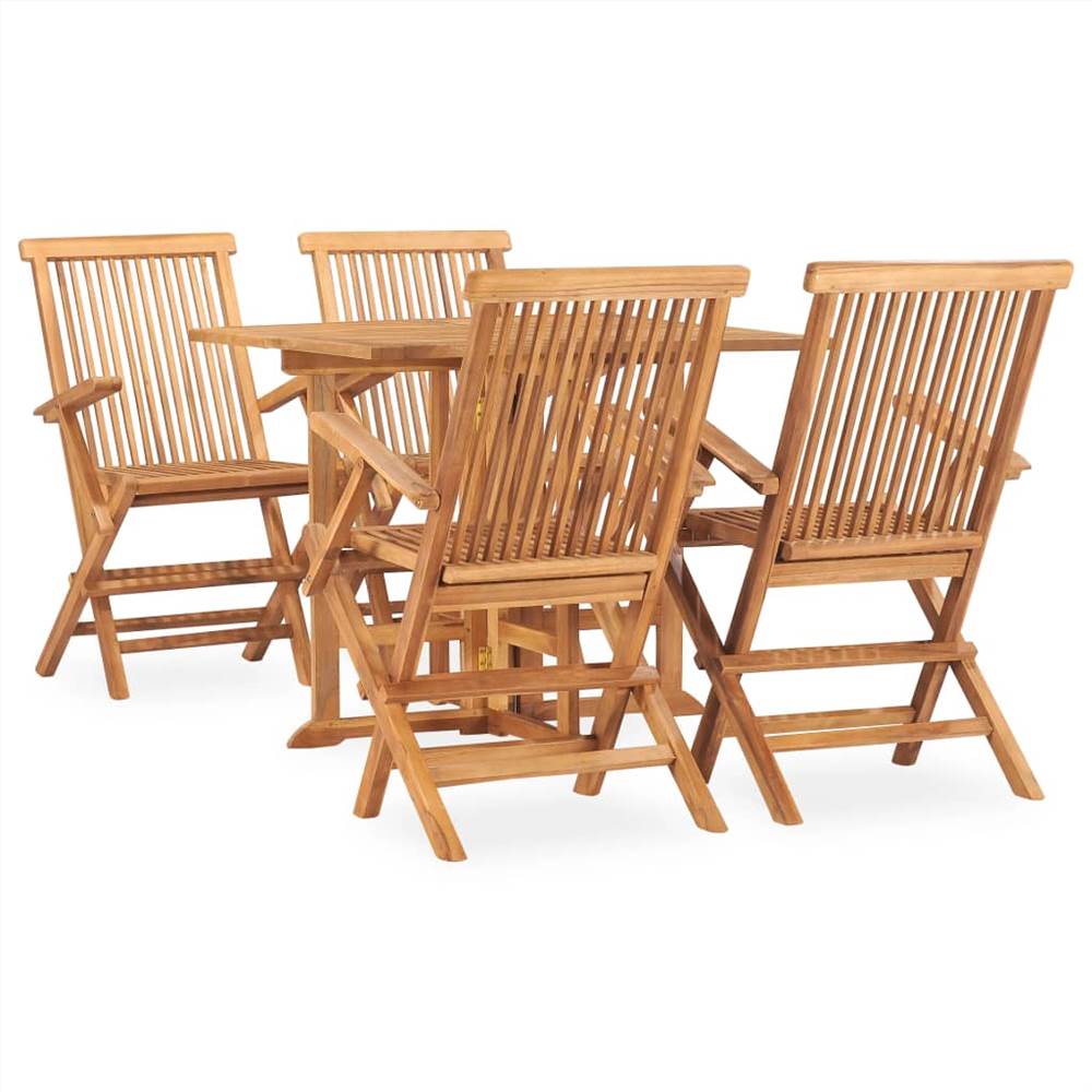 

5 Piece Folding Outdoor Dining Set Solid Teak Wood