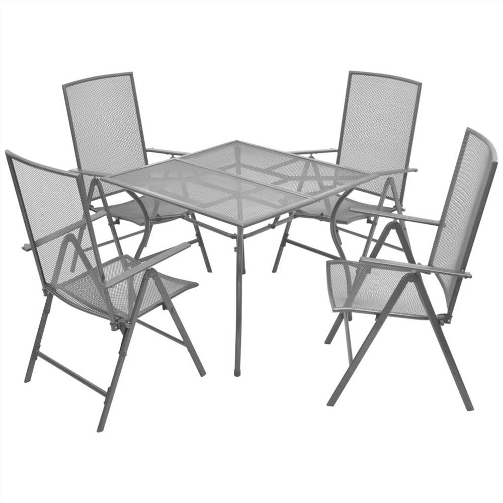 

5 Piece Outdoor Dining Set with Folding Chairs Steel Anthracite