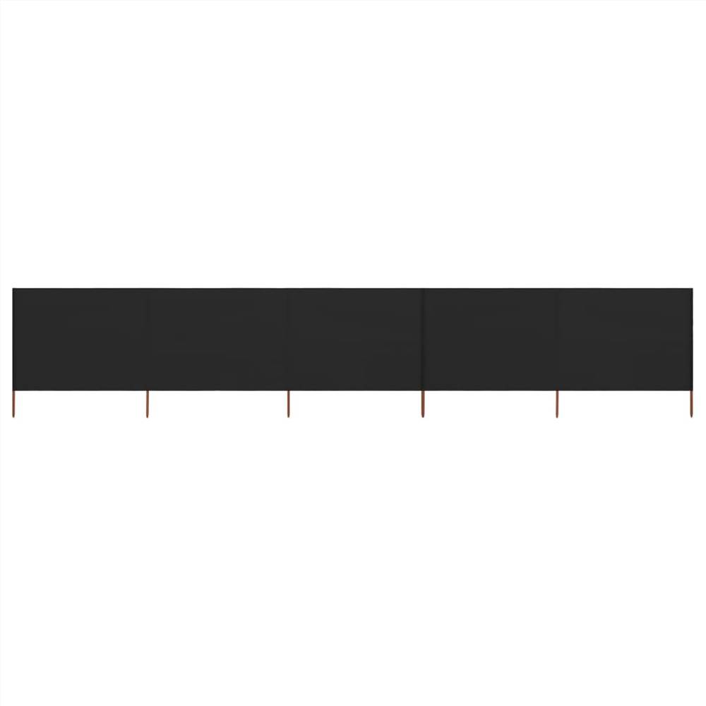 

5-panel Wind Screen Fabric 600x80 cm Black