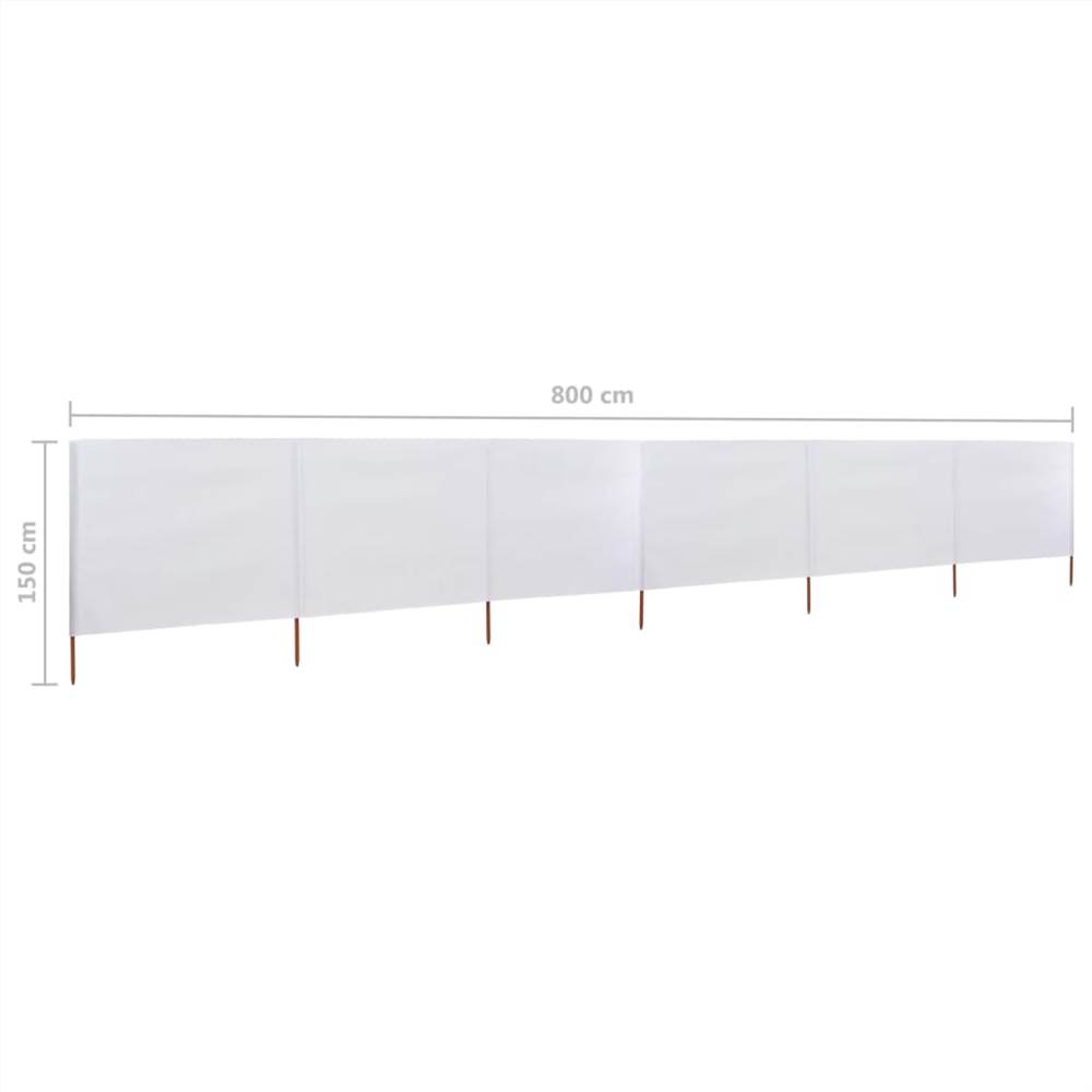 6-panel Wind Screen Fabric 800x120 cm Sand White
