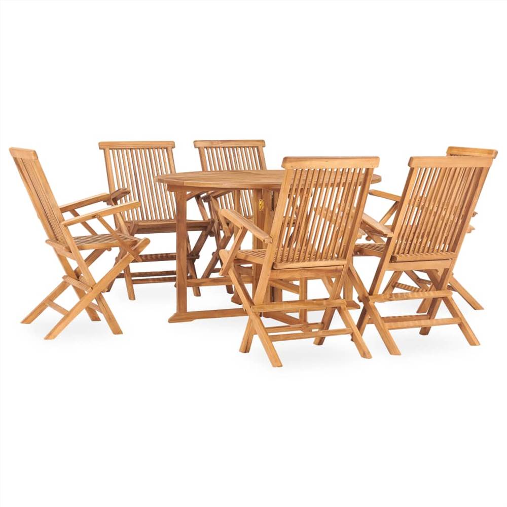 

7 Piece Folding Outdoor Dining Set Solid Teak Wood