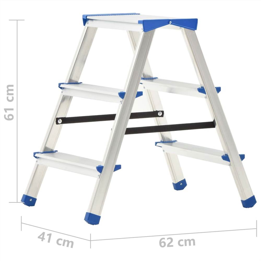 Aluminium Double-Sided Step Ladder 3 Steps 67 cm