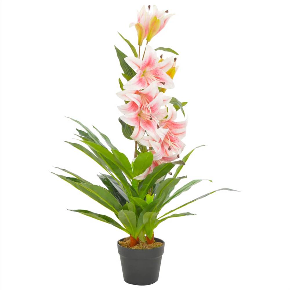 Artificial Plant Lily with Pot Pink 90 cm