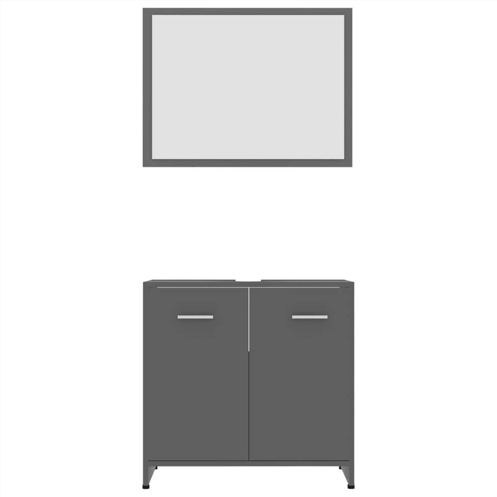Bathroom Furniture Set Grey Chipboard