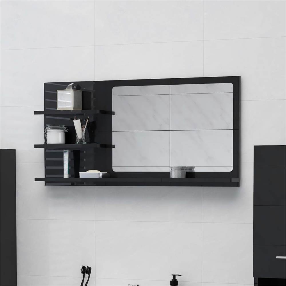 

Bathroom Mirror High Gloss Black 90x10.5x45 cm Chipboard