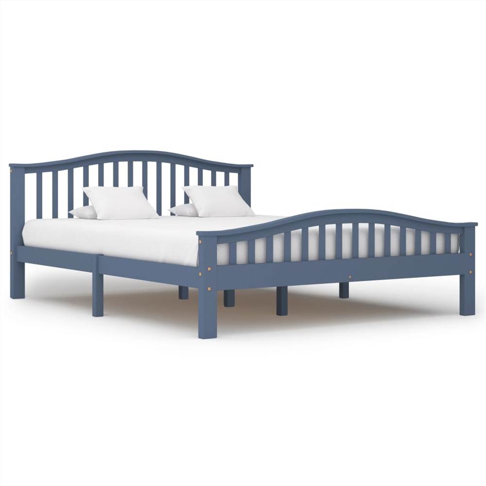 

Bed Frame Grey Solid Pinewood 160x200 cm