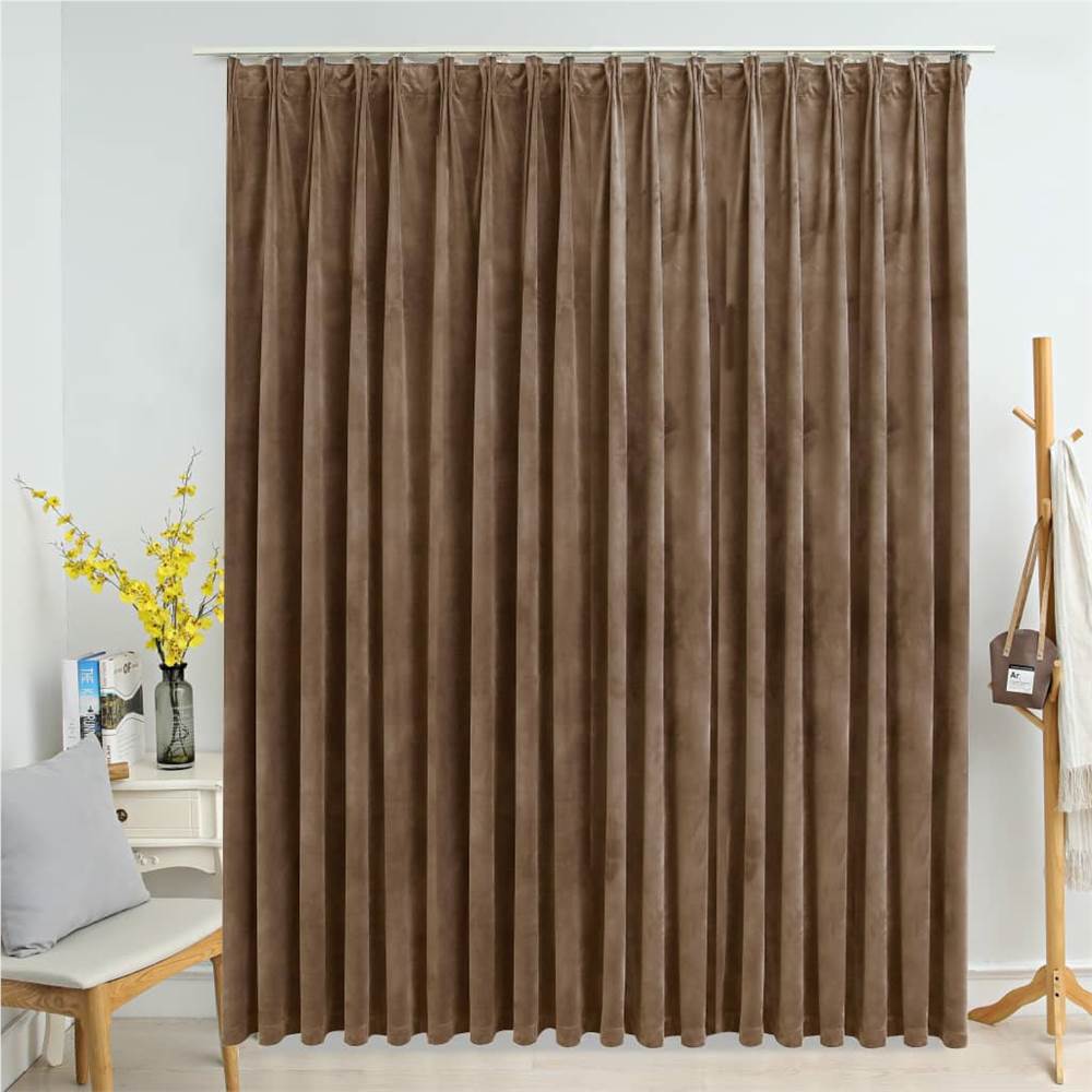 Blackout Curtain with Hooks Velvet Beige 290x245 cm, Other  - buy with discount