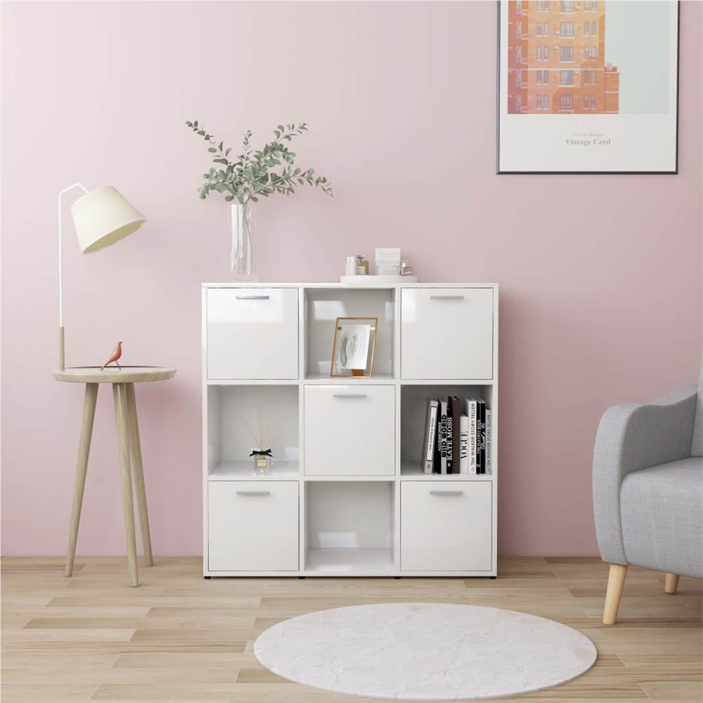 

Book Cabinet High Gloss White 90x30x90 cm Chipboard
