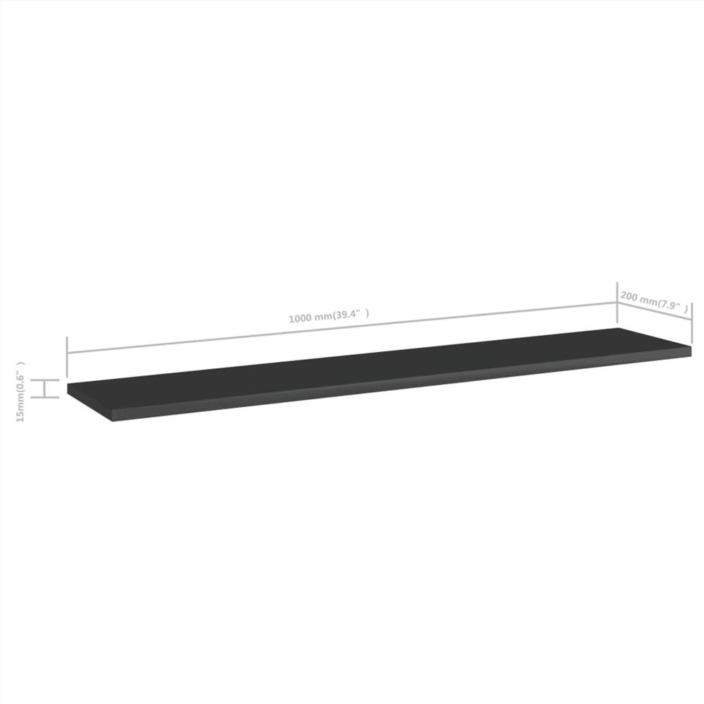 Bookshelf Boards 4 pcs High Gloss Black 100x20x1.5 cm Chipboard