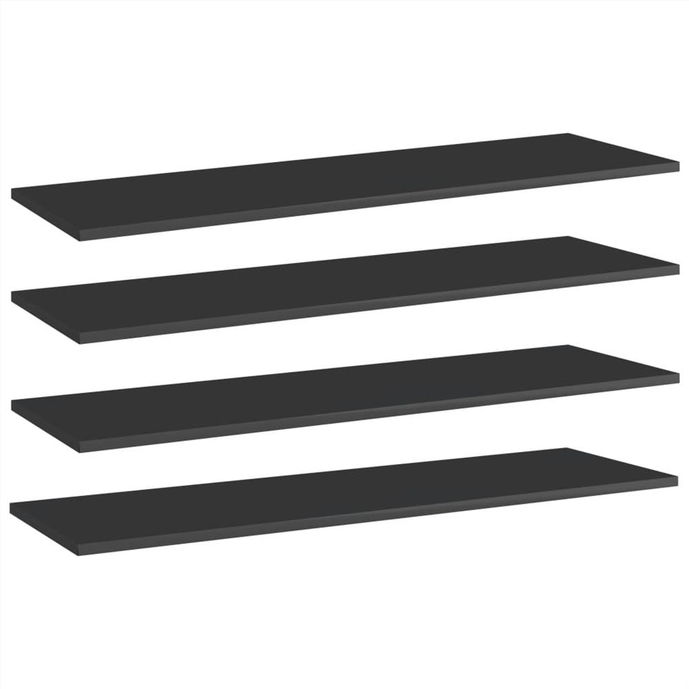 

Bookshelf Boards 4 pcs High Gloss Black 100x30x1.5 cm Chipboard