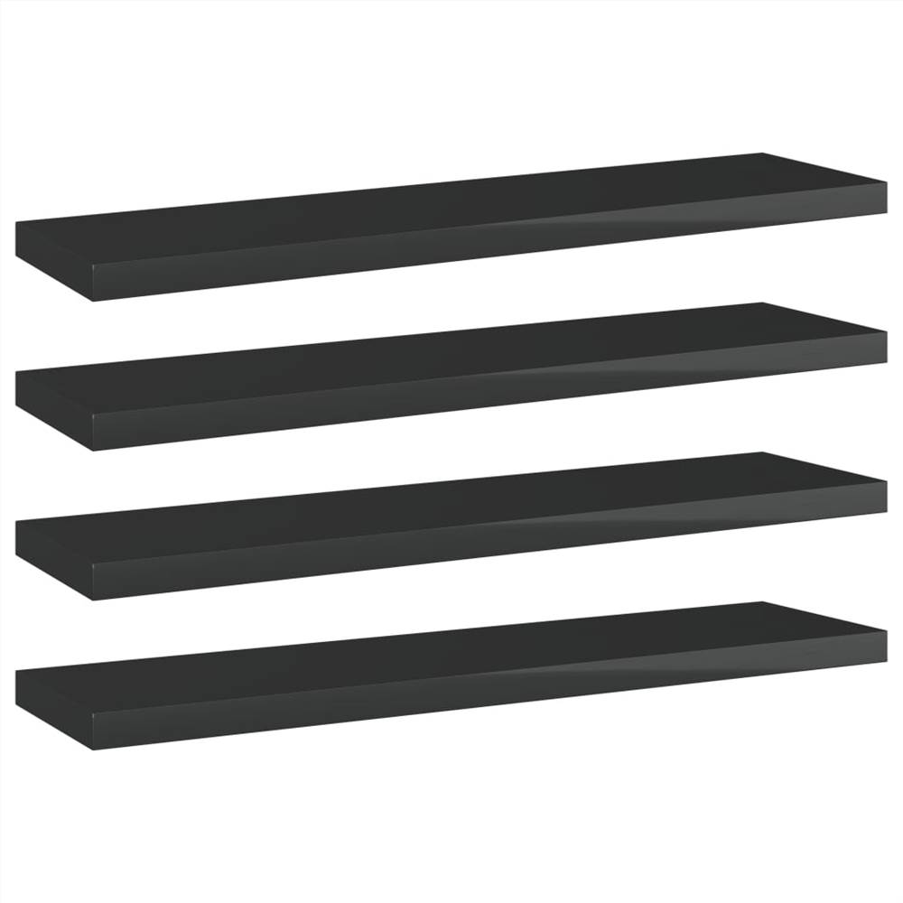 

Bookshelf Boards 4 pcs High Gloss Black 40x10x1.5 cm Chipboard