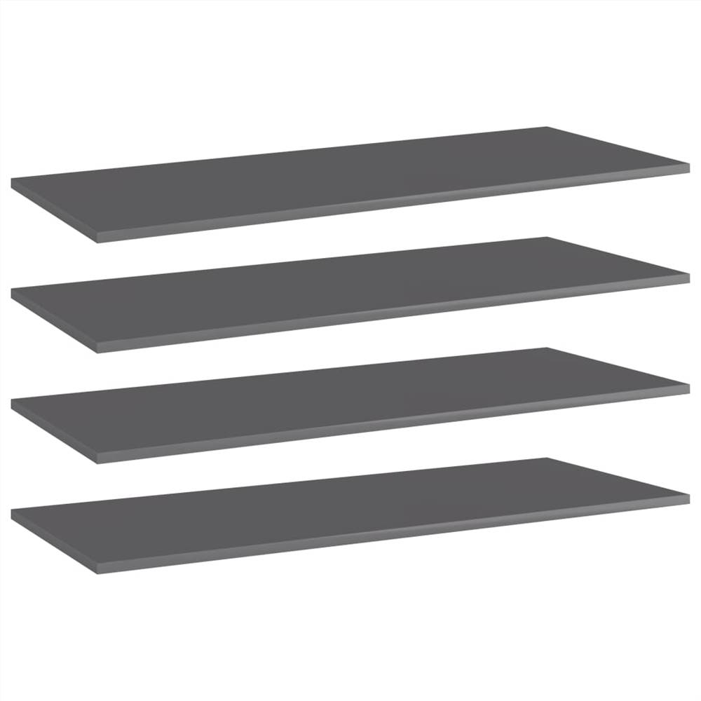 

Bookshelf Boards 4 pcs High Gloss Grey 100x40x1.5 cm Chipboard