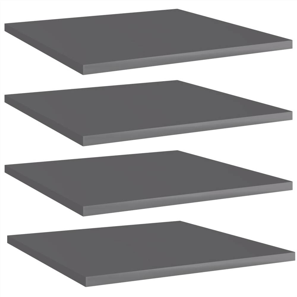 

Bookshelf Boards 4 pcs High Gloss Grey 40x40x1.5 cm Chipboard