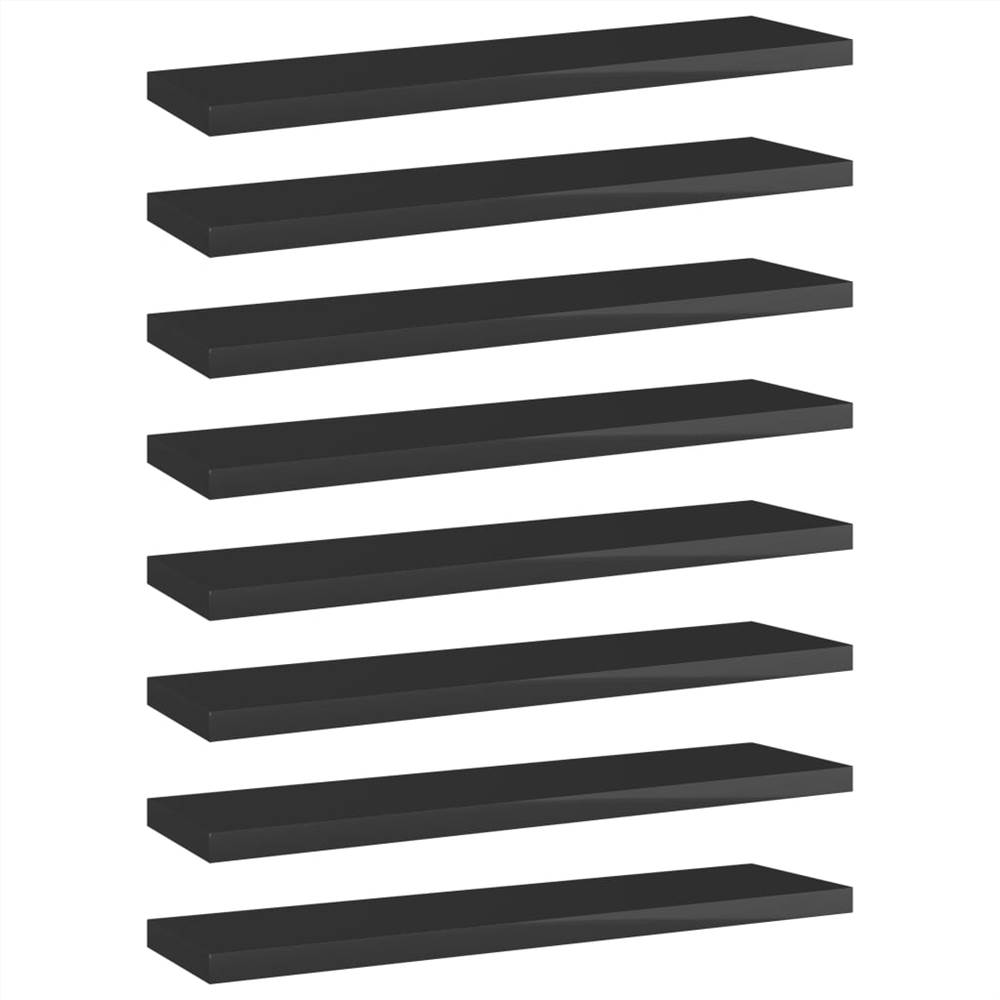 

Bookshelf Boards 8 pcs High Gloss Black 40x10x1.5 cm Chipboard